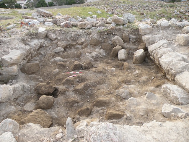 Fig. 11a. Trench 2-S: collapsed arch of the vaulted ceiling, viewed from the west (image by Jolanta Młynarczyk).