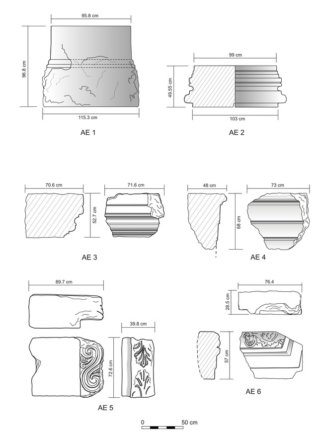 Fig. 5. Select architectural fragments in limestone
